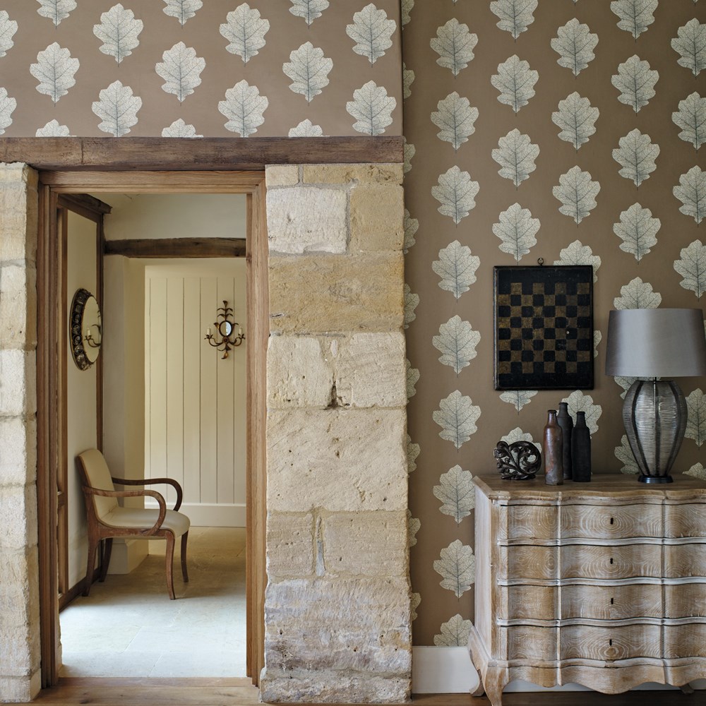 Oak Filigree Wallpaper 215701 by Sanderson in Copper Graphite